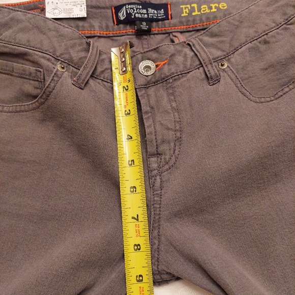 Volcom Easy Rider stretch Flare leg gray denim jeans. Size 13 - Picture 12 of 15